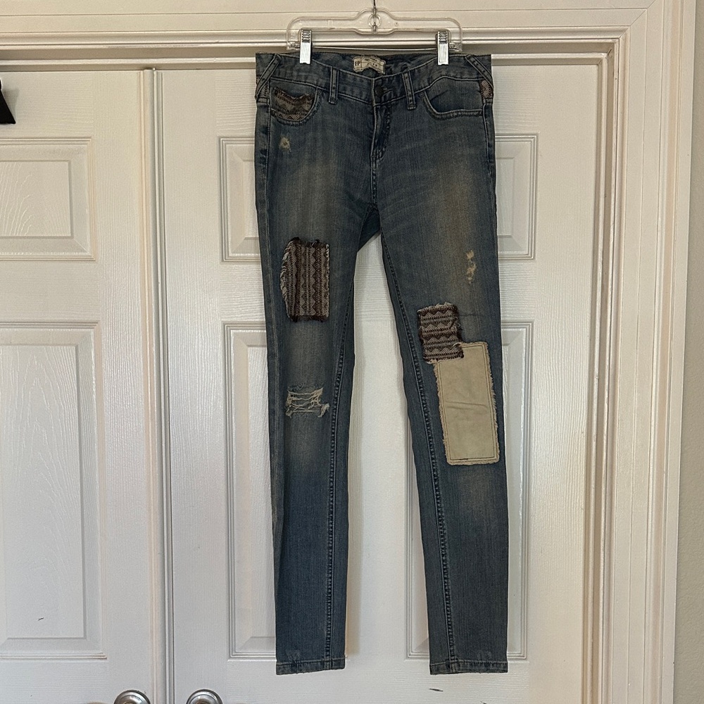 Free People Jeans - Low Rise, Tapered Leg, Patchwork, 2-26